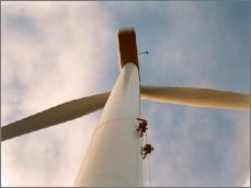 photo of working at height on a wind turbine